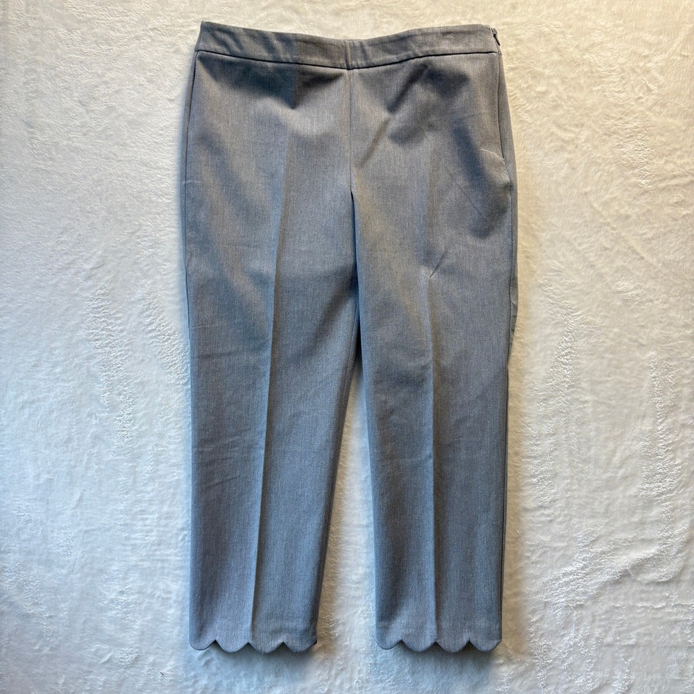 Talbots Pants Women Sz 8 Gray‎ Chatham Crop Scalloped Hem Dress Career